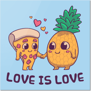 Love is Love Pineapple Pizza // Pride, LGBTQ, Gay, Trans, Bisexual, Asexual Posters and Art